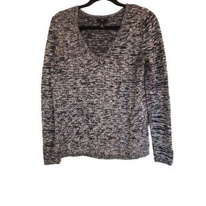 Gap cotton knit sweater size Medium navy gray white v neck chunky knit‎